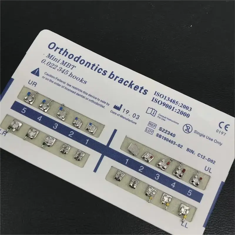 10 packs Tandheelkundige Orthodontische Metalen Bretels Beugel Mini Roth/MBT/Edgewise 022 Slot Tandarts Beugel Tandheelkundige Metalen Beugel