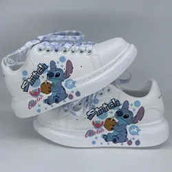 Disney Lilo & Stitch Board Shoes 2023 New Fashion White Shoes Couple Tennis Shoes Men Casual Sneakers Women Running Shoes