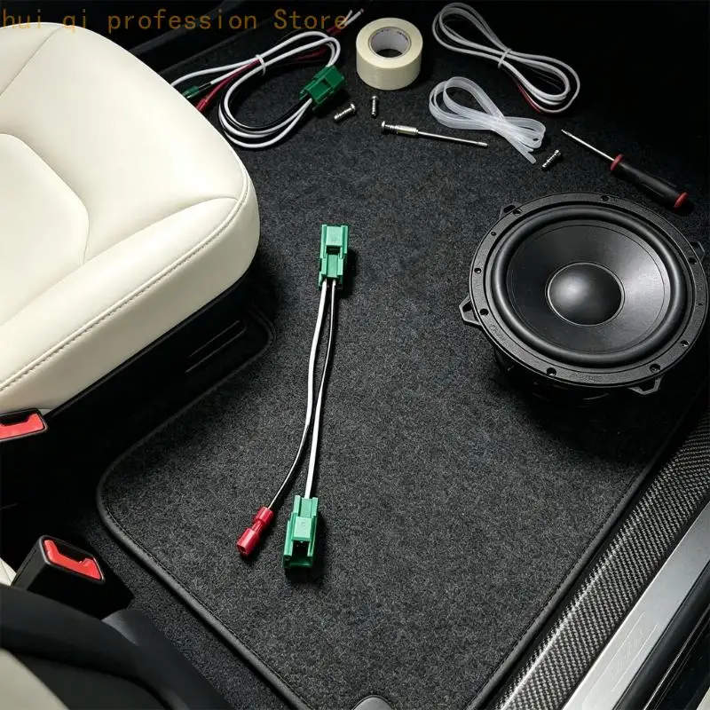 Front Door Woofer Wire Harness Set, Speaker Pair with ABS Housing, Left and Right Door Coverage, Factory Harness Retained in