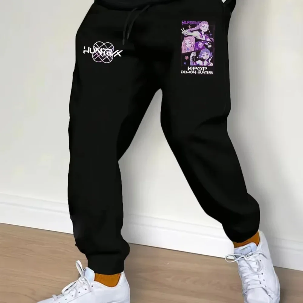 

Korean trendy Kpop Devil Hunter print Harajuku street style unisex outdoor jogging running pants adult men's casual long pants