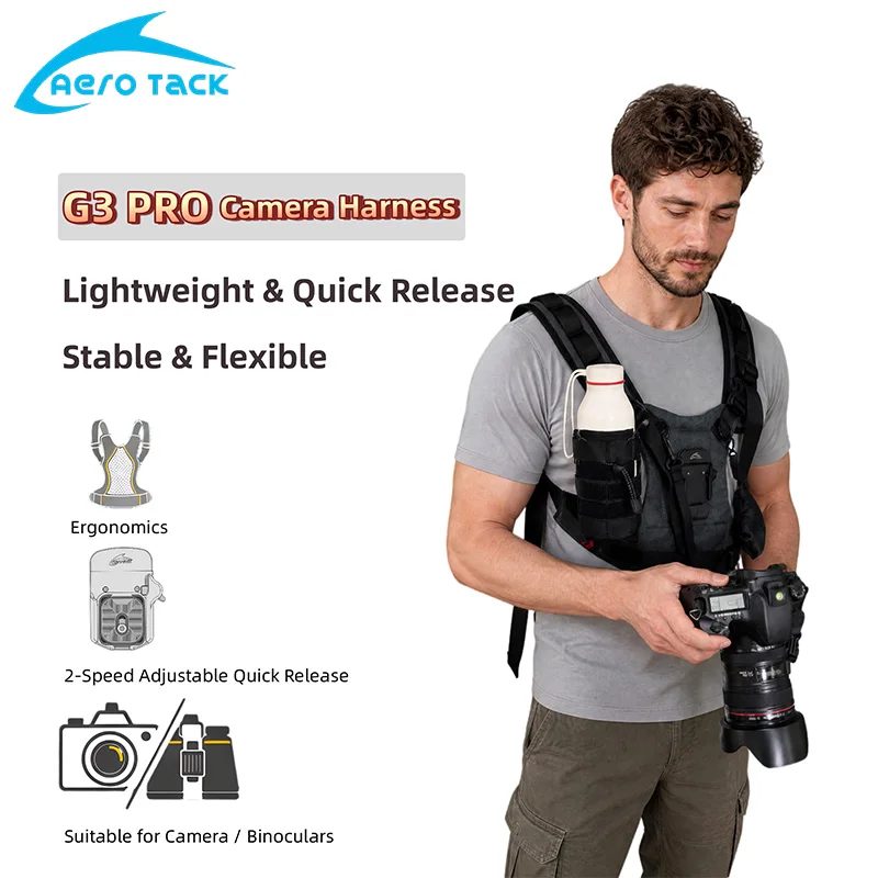 G3 PRO Dual Camera Vest with Quick Release Shoulder Strap and Telephoto Lens Mount for DSLR Mirrorless Cameras