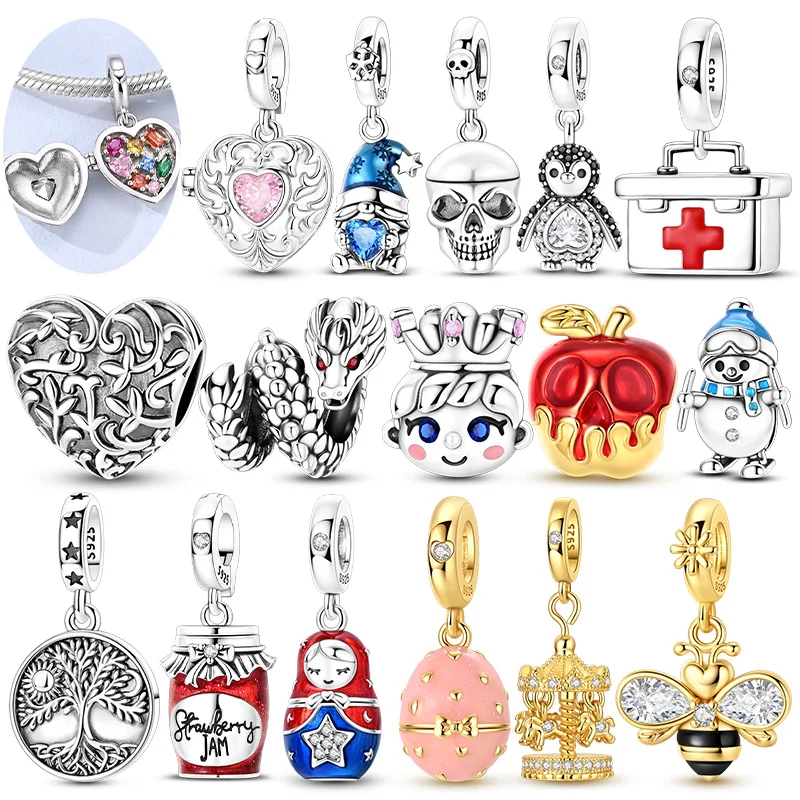 925 Sterling Silver Charm Beads Pendant Fit Original Bracelet Necklace DIY Charm Women Man Fashion Jewelry Gift Making Wholesale