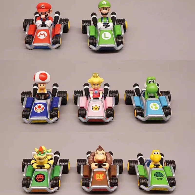 

8pcs Super Mario Series Toy Car Cartoon Game Character KARTING Model Sliding Racing Cars Toy Anime Japanese anime Birthday Gifts