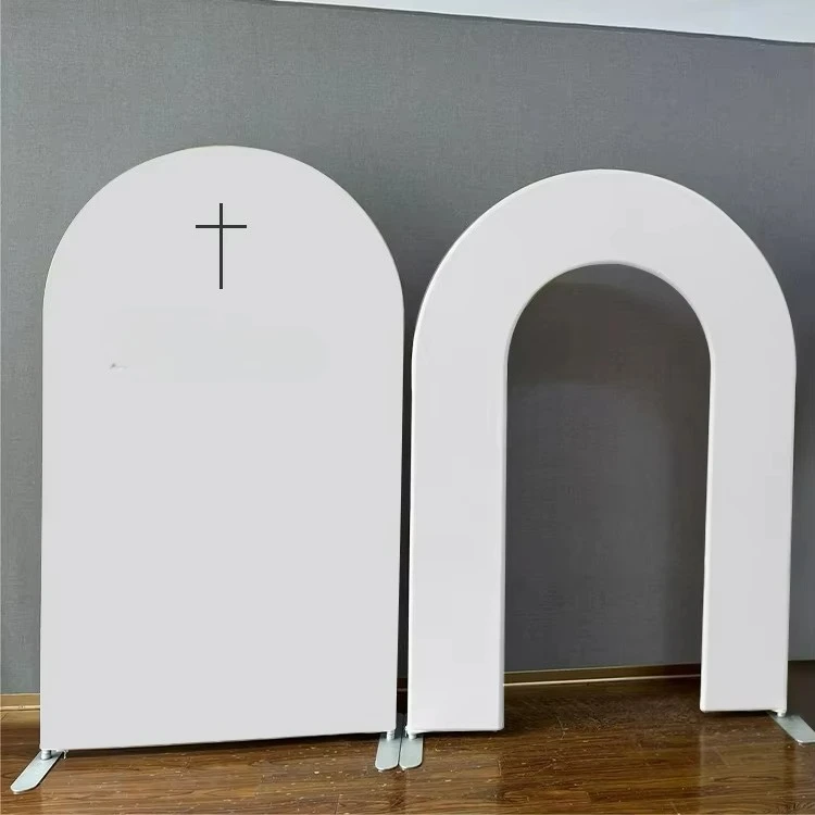 Professional Modern Elegant Double Arch Aluminum Backdrop Stand Custom Event Fabric Tension Backdrop Romantic Vintage Chinese
