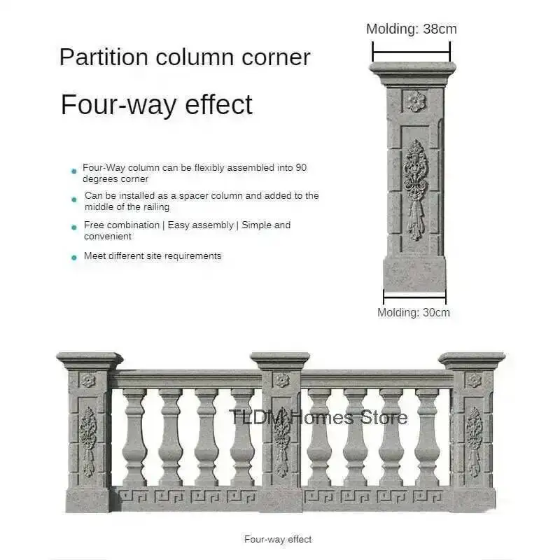 Mold Column Reusable Railing Cement New Mold Railing for Column Garden Thickened Buildings Roman Cast-in-place Guardrail Balcony