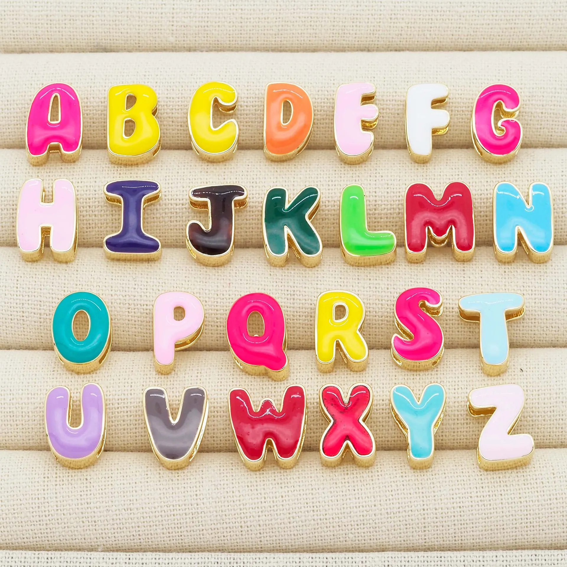 DOREMI Preppy Colorful String Bracelets Gold Plated Enamel Alphabet Letter Initial Bracelet Braided Rope Friendship Bracelet