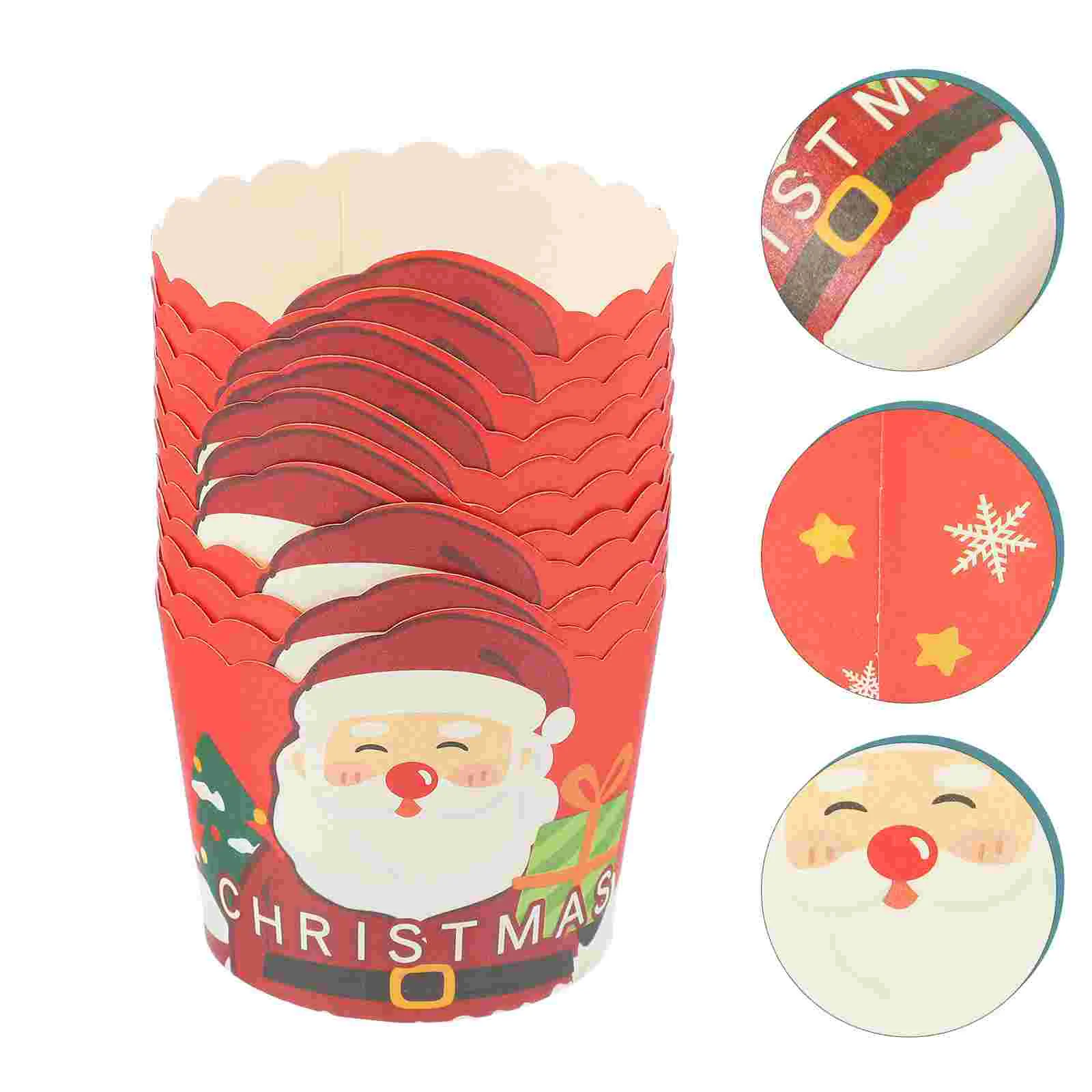 50pcs Christmas Baking Cups Cupcake Wrappers Muffin Cartoon Decoration Paper Cake Boxes Xmas Theme Disposable Patisserie