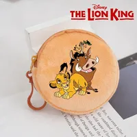 The Lion King Round Coin Purse Anime Cartoon Plush Wallet Children Mini Zipper Wallet Boys Girls Small Money Bags Keychain Pouch