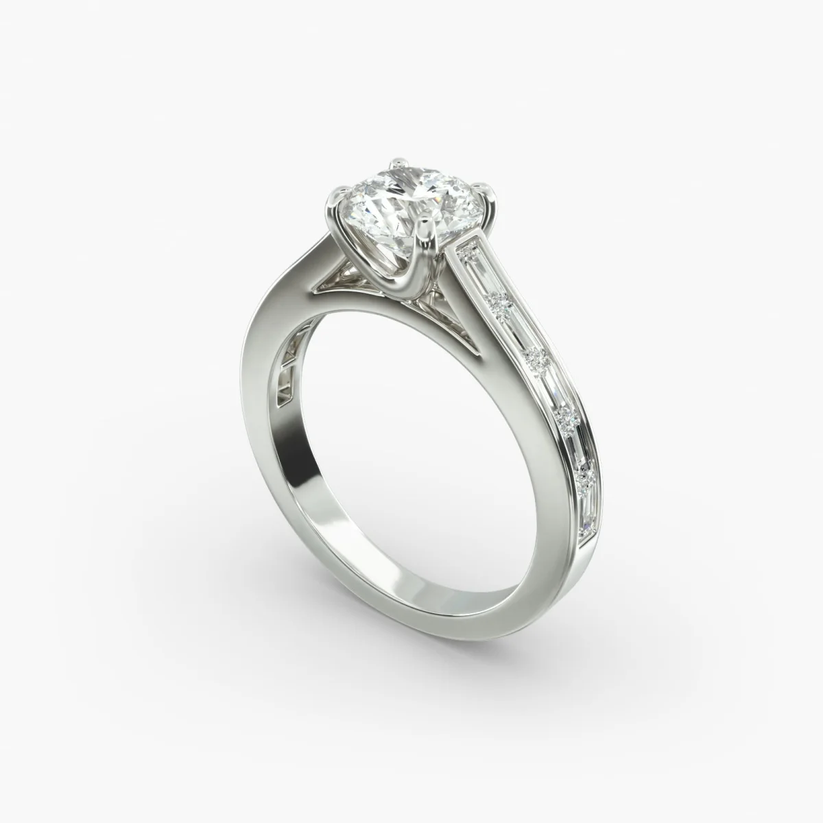 Dae Vonca Sidestone Diamond Ring In 18K White Gold DE VS+ Brilliant Round Cut Lab Grown Diamond IGI Certificate For Engagement