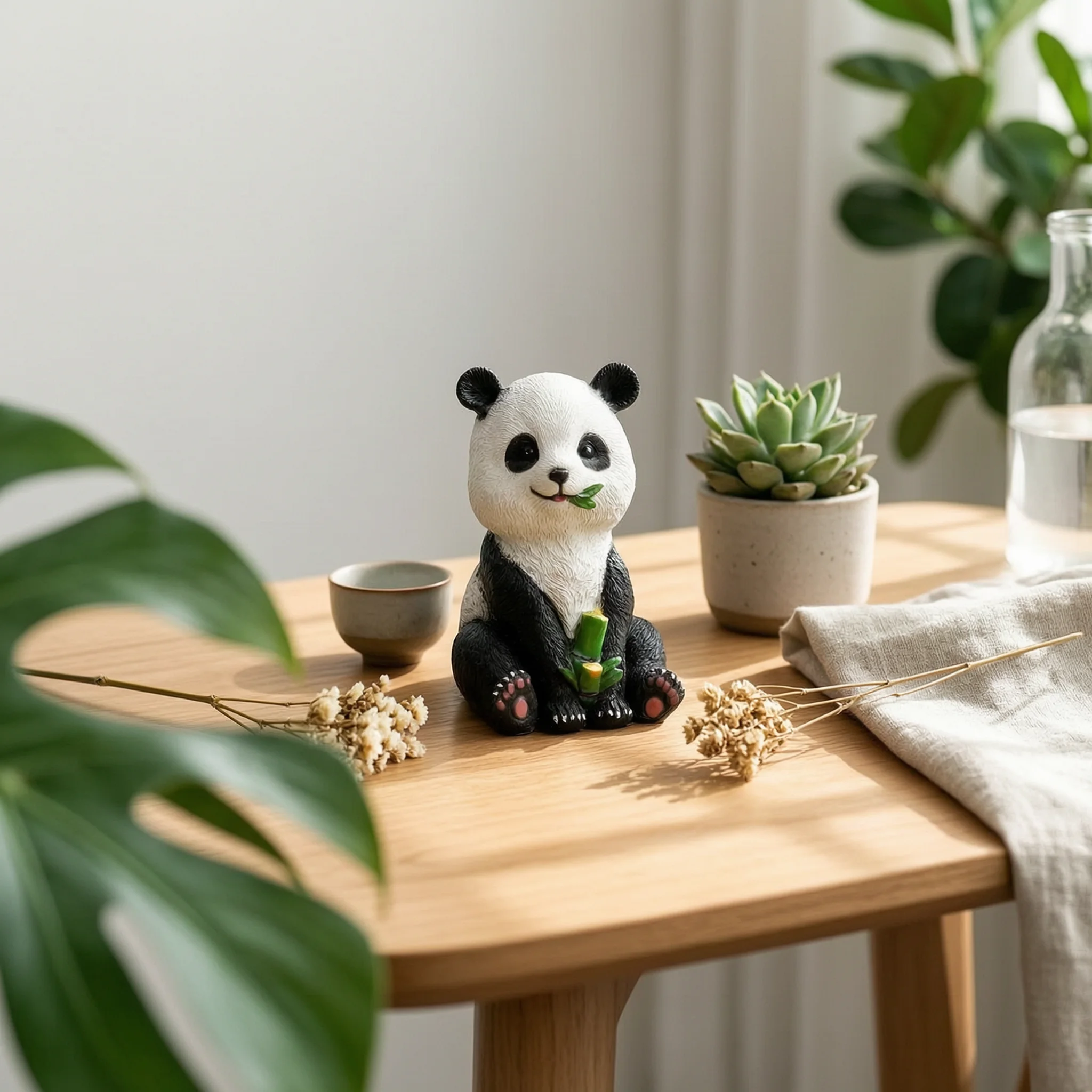 Panda Garden Ornament Freestanding Resin Panda Figurine Animal Garden Statue Detailed Sturdy for Courtyard, Lawn