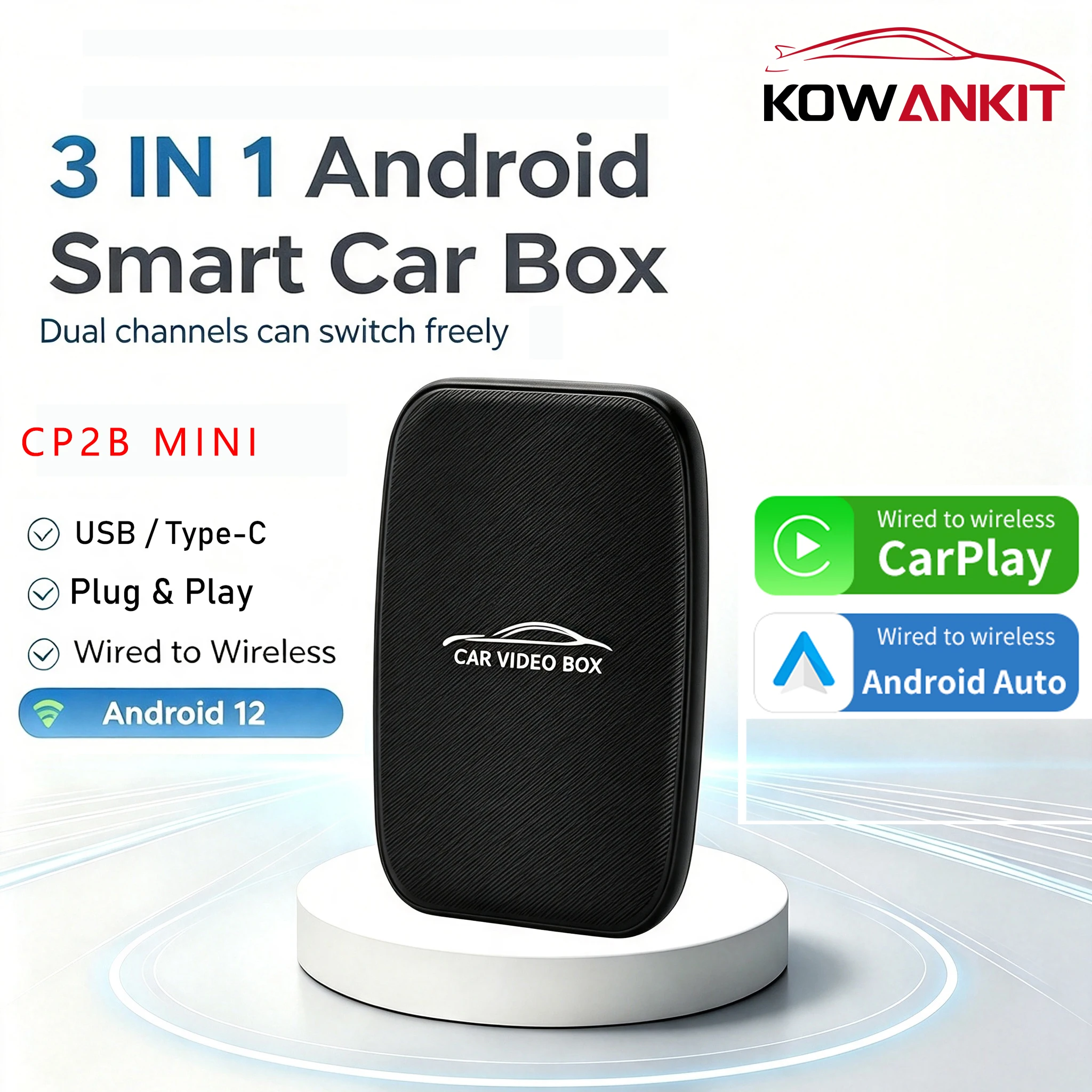 3-in-1 Car Video Box Wireless CarPlay Android Automatic Adapter Android TV Box on Youtube Nexflit Intelligent Car Intelligent Sy