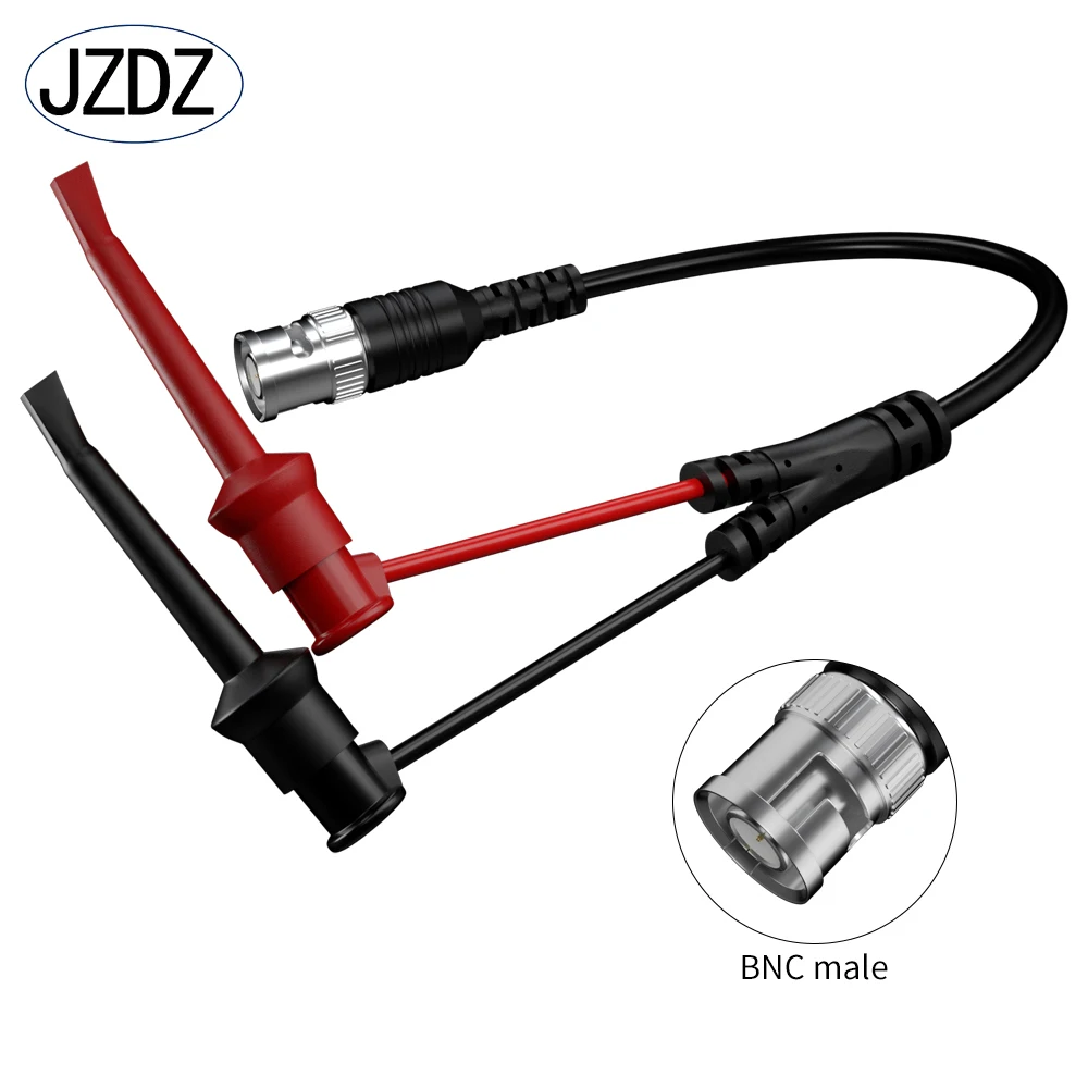 Jzdz 100cm bnc macho plug para teste duplo gancho grampos de baixa perda cabo coaxial teste conectores de chumbo adaptador para osciloscópio j.70048