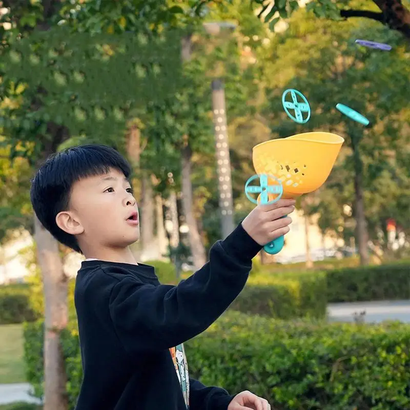 Flying Launching Helicopter Toy Outdoor Flying Disc Sports Game Pull String Sky Flying Saucer Educational Toy Gift For Kids