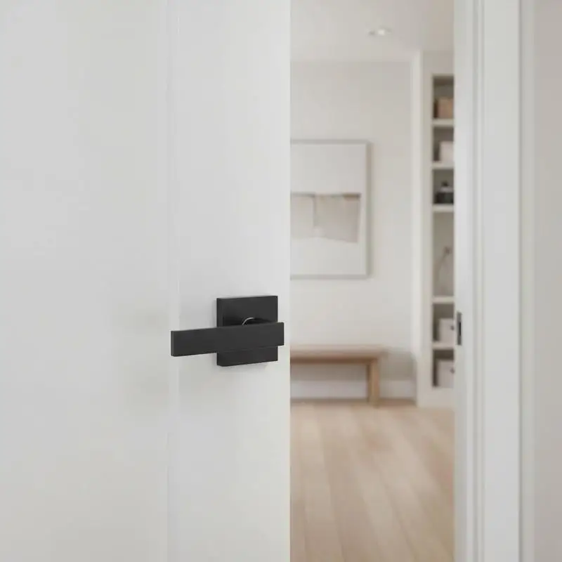 

Matte Black Entryway Leverset 6 Pack For Hallways Closets Meeting Spaces 45 Degree Rotation Reversible Left Right Handing Universal Square Interior Hardware Non-Locking Mechanism