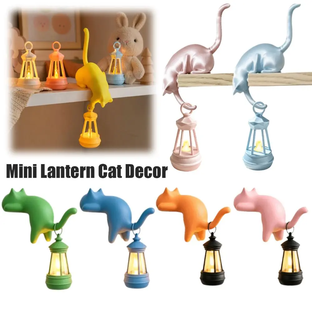 Home Desktop Decor Cat Hanging Cat Night Light 3D Cute Cat Hook Lamp Lantern Creative Mini Lantern Cat Decor Headboard