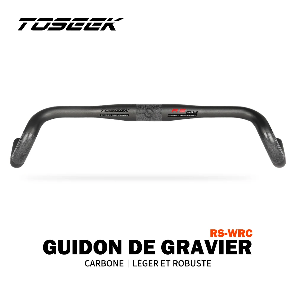 TOSEEK RS-wrc guidon de gravier de carbone barre de poignée d'exotropisme 31.8mm guidon de vélo de route Cyclocross 400/420/440mm noir mat