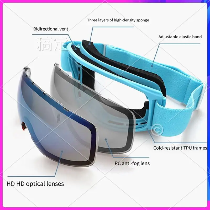 AUU-Double-Layer Anti-Fog Ski Goggles Myopia Adult Snow Goggles With Spherical Lens For Adults, Skiing And Mountaineering Gear