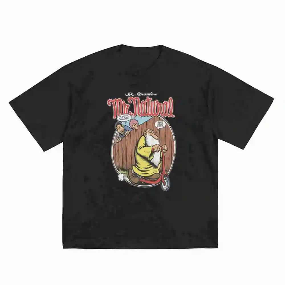 Mr Natural Fritz The Cat Robert Crumb Short Sleeve Tee 100% Cotton T-Shirt