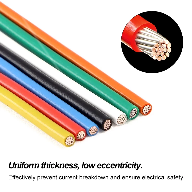 1~100M Black Red UL1332 PTFE Wire 30AWG - 10AWG High Temperature Resistant FEP Insulated Tinned Copper Cable for 3D Printer