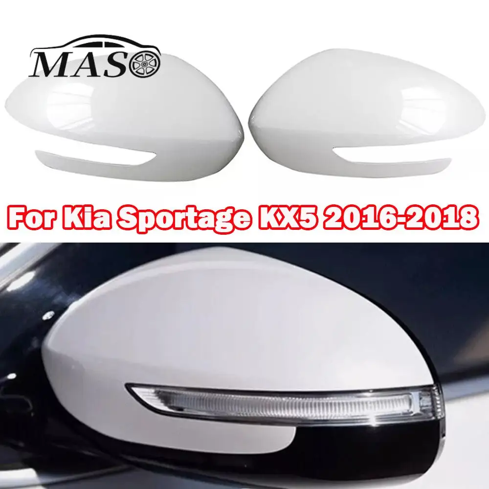 

2PCS Car Rearview Mirror Cover White Side Door Wing Mirror Cap Replacement for Kia Sportage KX5 2016 2017 2018 with Lamp Type