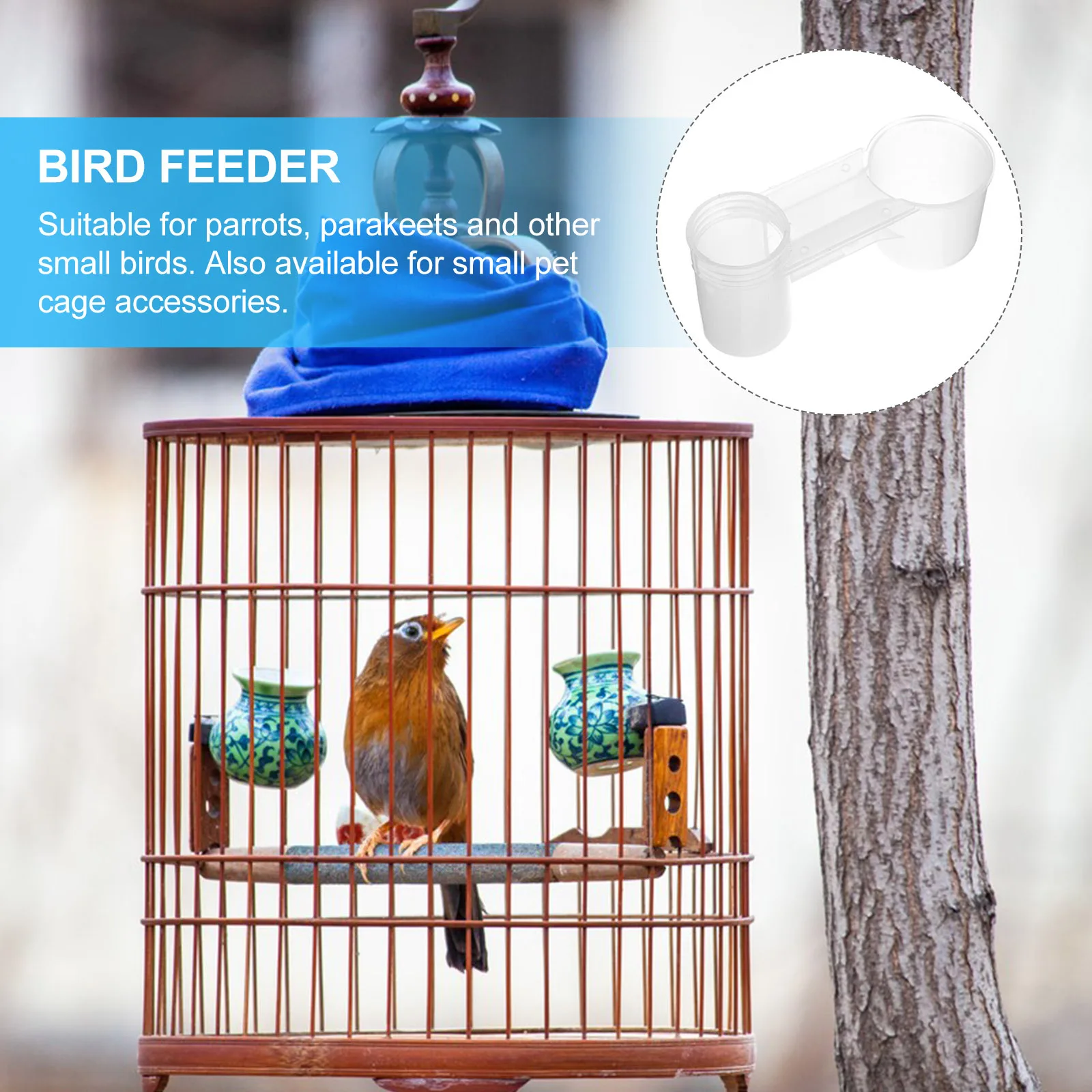 

10Pcs Bird Feeder Bowl Durable Plastic Cage Food Dispenser Easy to Install and Clean Bird Feeder Cage Food Bowl