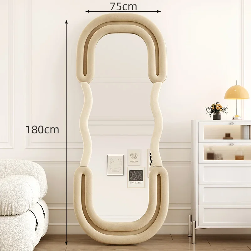 Full-length mirror landing cream wind creative Nordic dormitory bedroom simple wall mirror