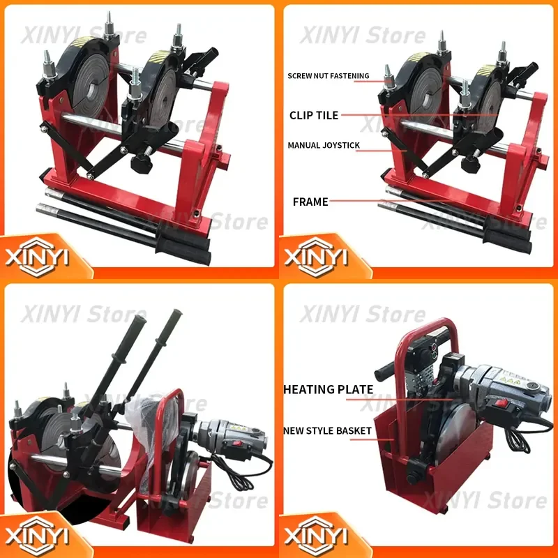 63-160 Hand Push Type Butt Welding Machine for PE Pipe Fusion Splicer Hot Melt Pipe Welding Machine 220V