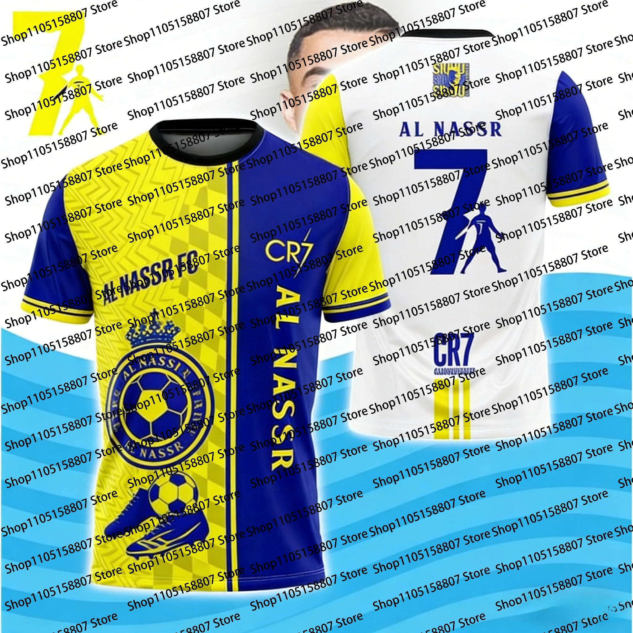 قميص تدريب كرة القدم EvoNova CR7 Al Nassr صيفي جديد لعام 2026 لكل من الرجال والنساء، قميص رياضي عصري سريع الجفاف