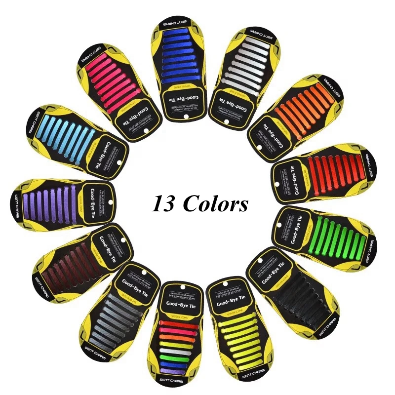 No Tie Shoe Laces For Sneakers Silicone Shoelaces Elastic Man And Woman Shoes Accessories Lazy Shoelace Rubber 16 Pcs/1 set