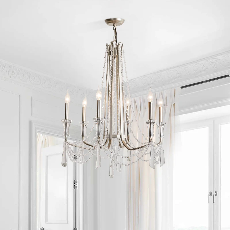 

Nordic Style Crystal Chandelier Lighting Living Room Ceiling French Large Chandeliers Modern Staircase Lustre Cristal Led Lamp