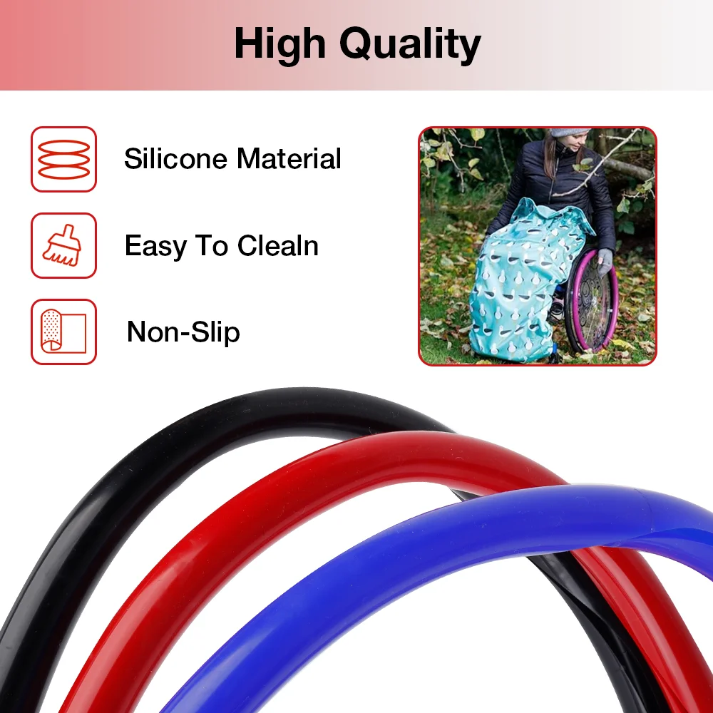 24In Wheelchair Wheel Protector, Manual Wheelchair Accessorie Multi-Color Silicone Push Handle Cover, Wheelchair Anti-Slip Cover