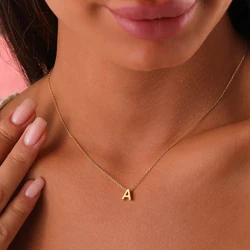 Women's Chain Initial Letter Pendants Golden Choker Women Pendant Necklaces Fashionable Stainless Steel Jewelry Gifts One Piece
