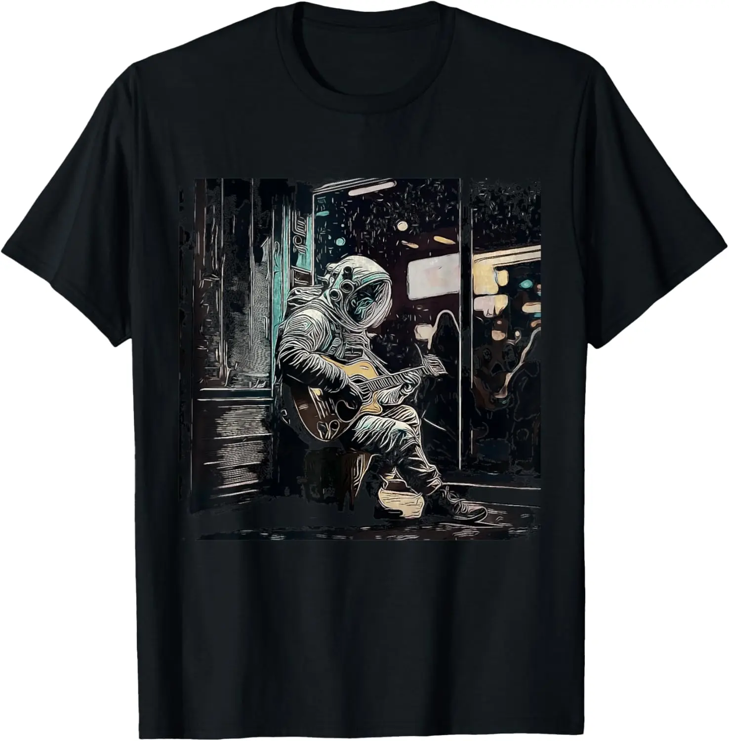 

Astronaut Cowboy Guitar Musician Nashville Cool Graphic Art T-Shirt