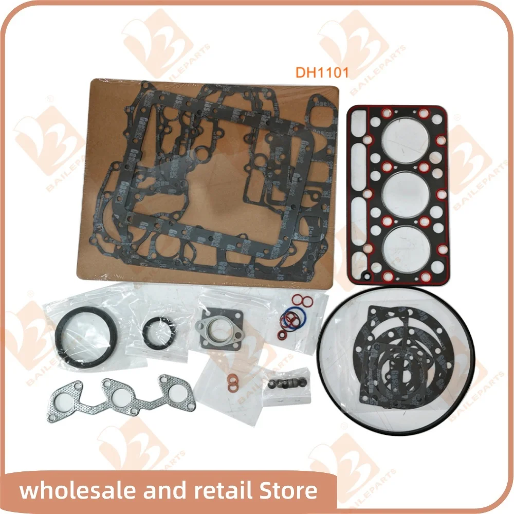 

DH1101 Полный комплект прокладок для двигателя Kubota с прокладкой головки блока цилиндров, запасные части для экскаватора