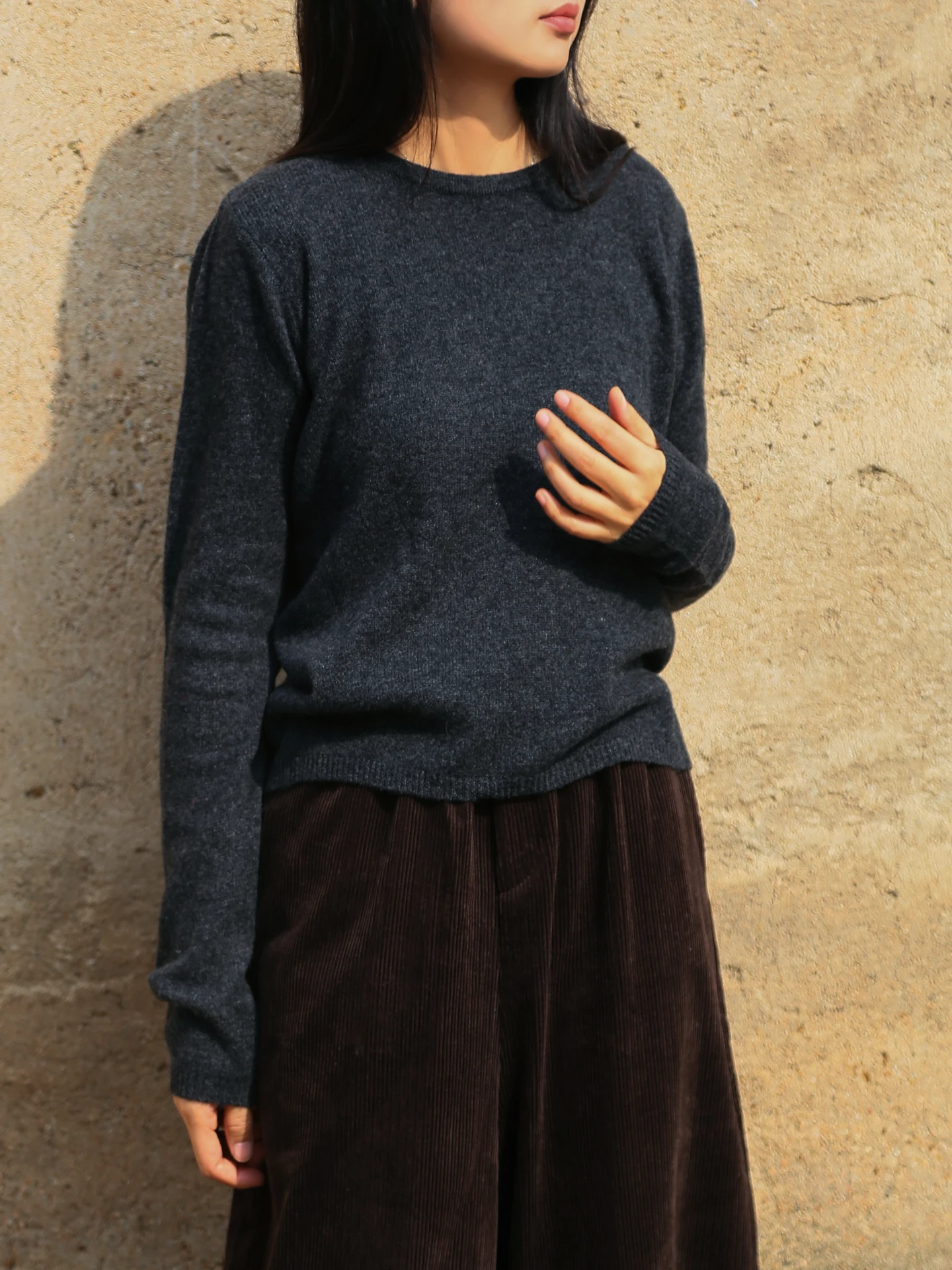 

High-End k ey 00% Wool Knitted round Ne Base irt Warm Loose Slimming Casual Versatile Sweater for Autumn And Winter