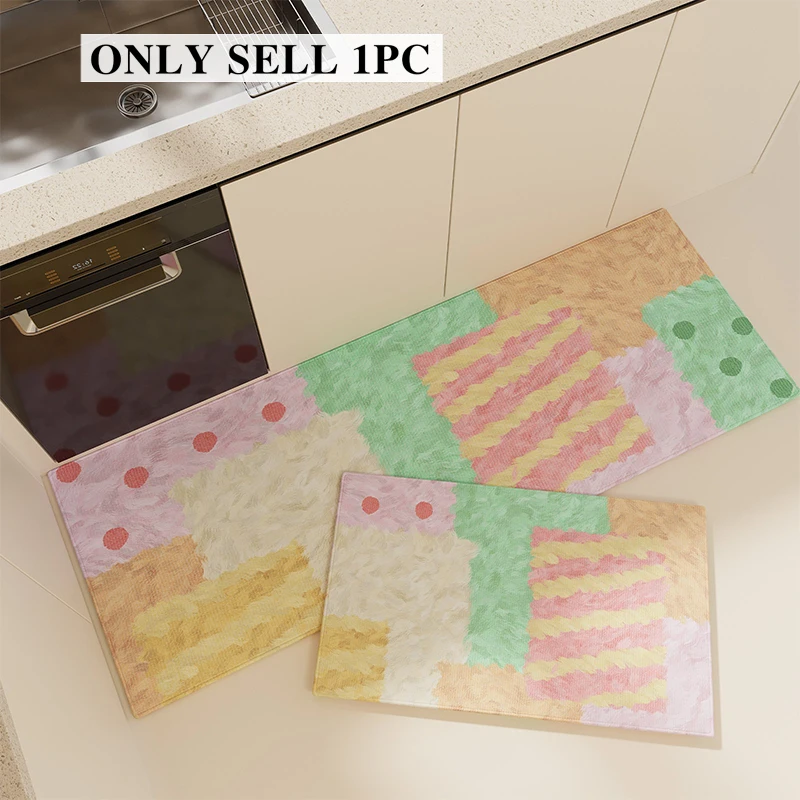 Kitchen Carpet Pvc Waterproof Leather Carpets Long Non-slip Oil-proof Floor Mat Modern Dopamine Style Home Decoration Rug 주방 카펫