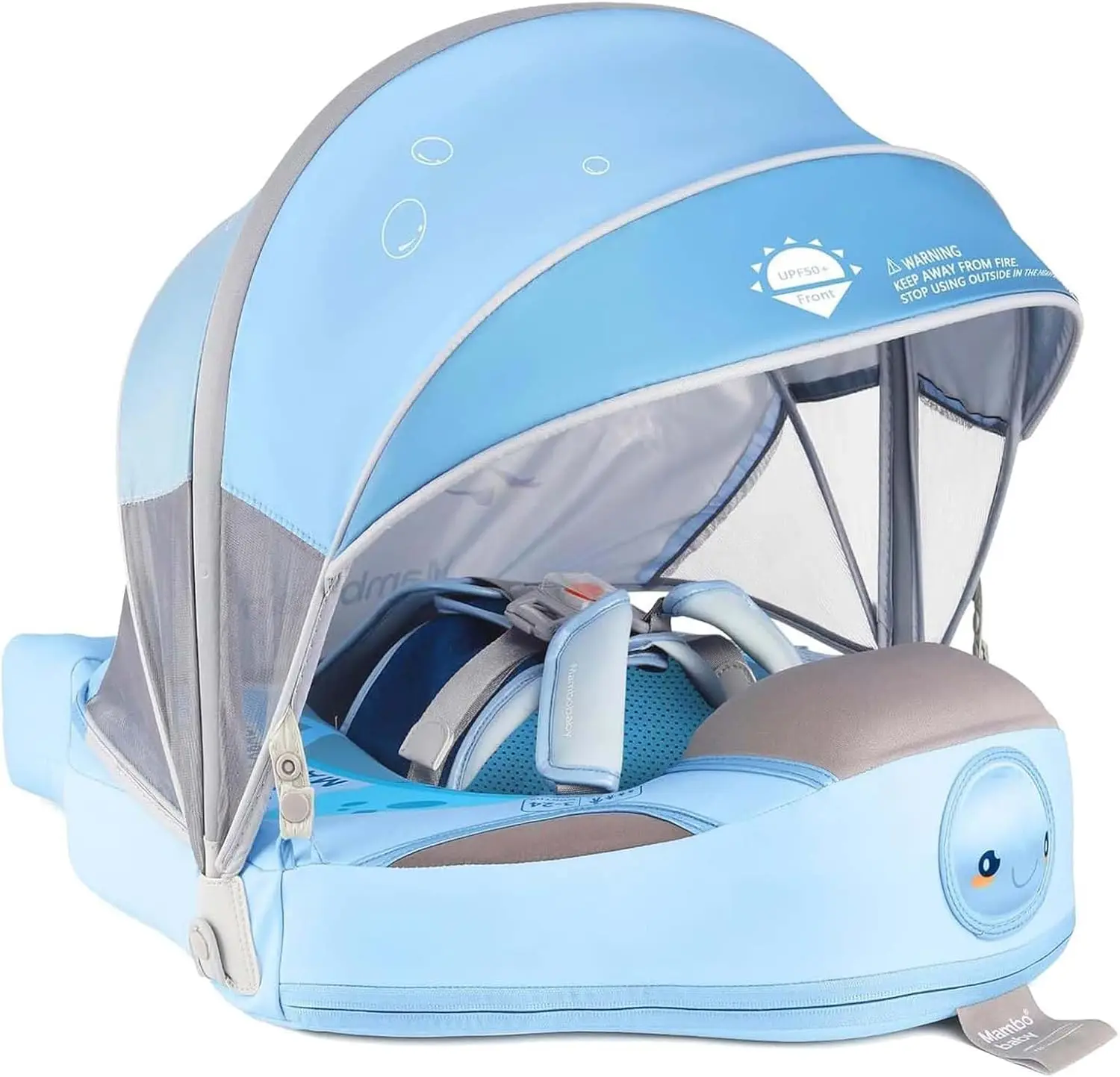 

Детский надувной круг для бассейна со съемным навесом от солнца, ненадувная конструкция для безопасного плавания, возраст 3-24 месяца