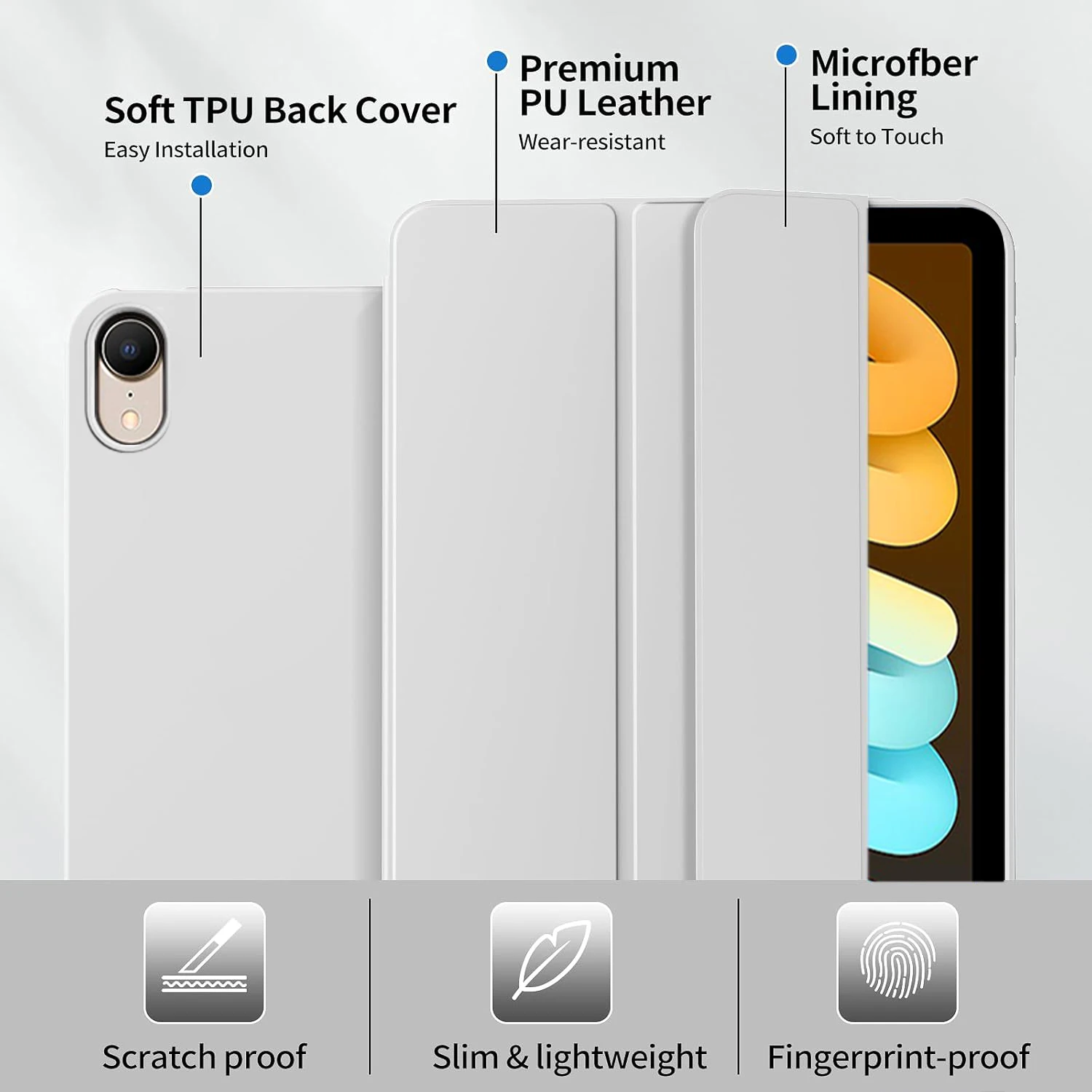 

Tri-fold Flip Case For iPad Mini 6 7 (A17 Pro) 8.3'' 2024 2021 A2568 A2995/A2996 AMagnetic Stand PU Leather Protective Cover