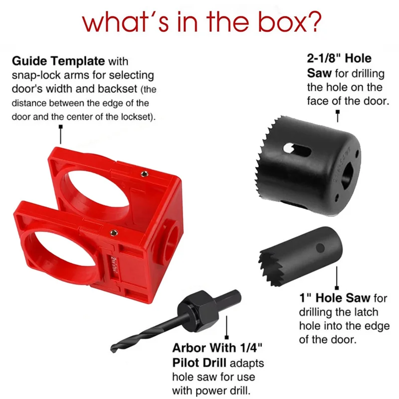 Kit de pestillo de puerta de piojos, herramienta de mortaja de pestillo de puerta, Kit de instalación de puerta para puertas de 1-3/8 pulgadas o 1-3/4 pulgadas de espesor, juego de sierra perforadora para cerradura de puerta