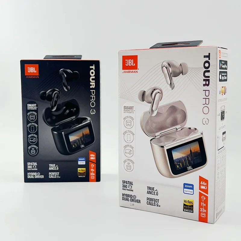 سماعات أذن JBL Tour Pro 3 True اللاسلكية المانعة للضوضاء مع علبة شحن ذكية بلوتوث 5.3 LE Audio Hi-Res LDAC وقت تشغيل 44 ساعة