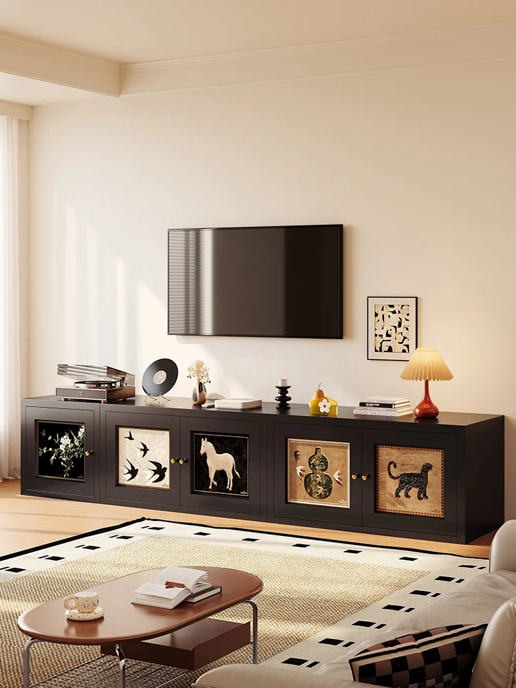 

Medieval wrought iron leather TV cabinet Small household living room Free combination cabinet Stainless steel chest cabinet