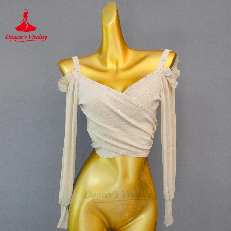 

New Belly Dance Practice Clothes Women's Sexy Off Shoulder Long Sleeve Top Oriental Dance Comfortable and Breathable Tops