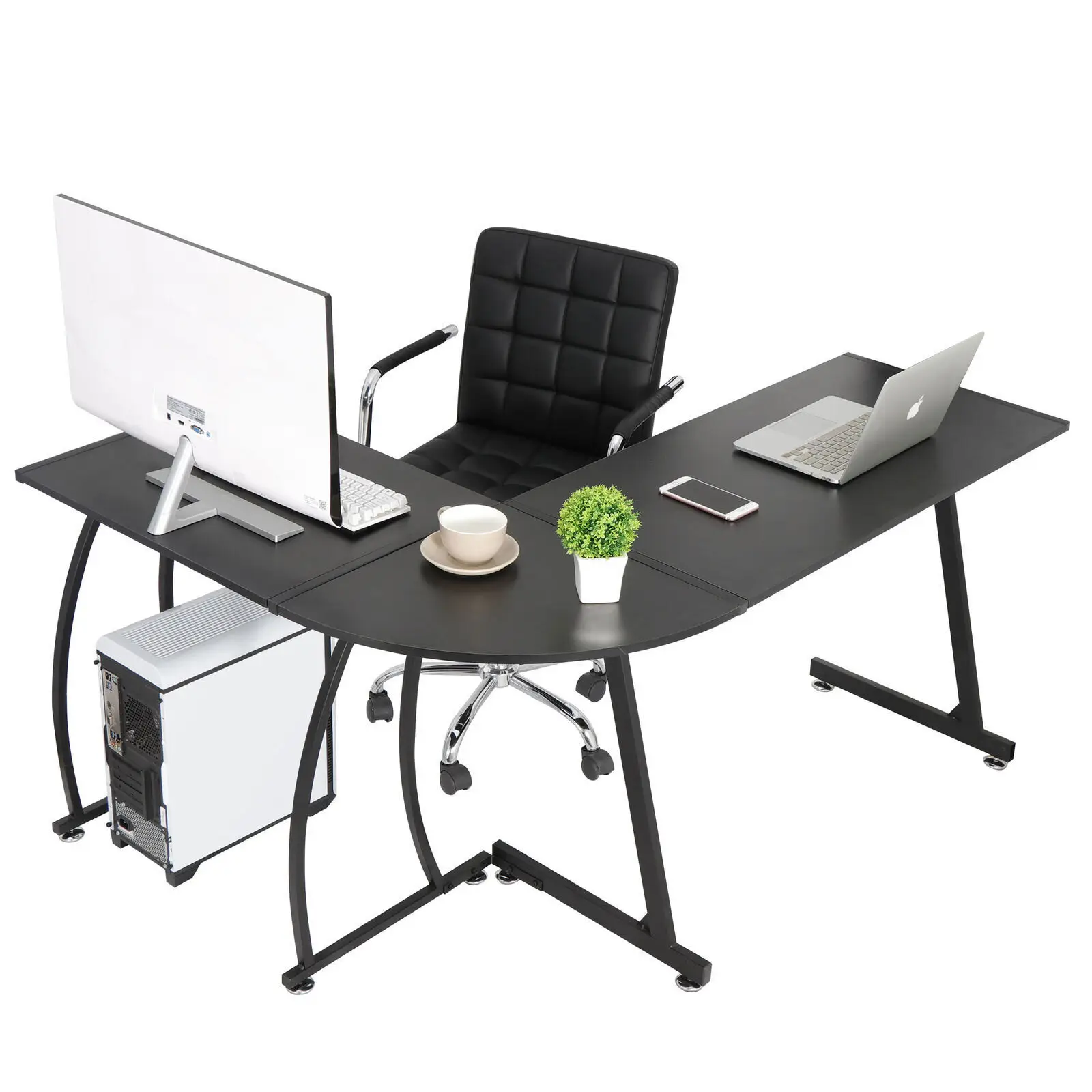 L Shaped Desk Gaming Laptop Table Corner Computer Desk Workstation Office Desk for Home Study Ergonomic Adjustable Modern