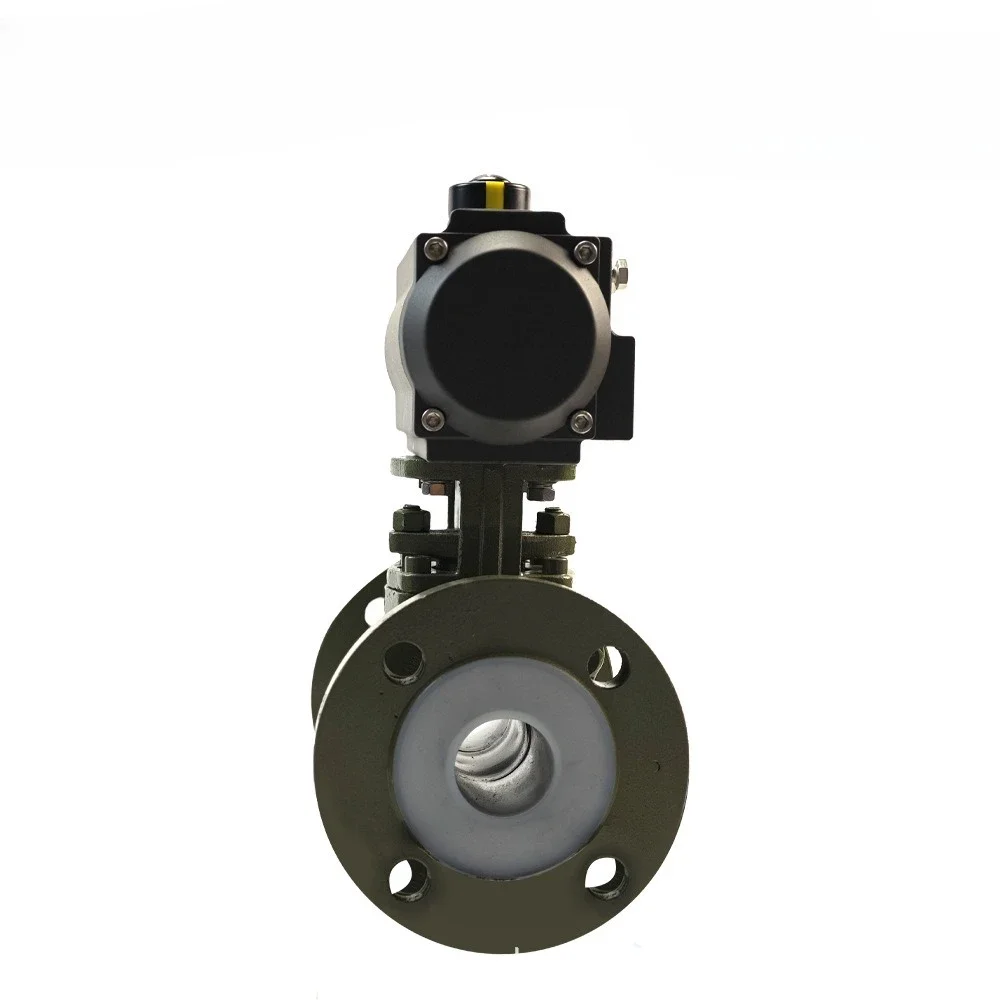 Fluorine-lined flange pneumatic ball valve Q641F46-16C cast steel explosion-proof corrosion-resistant acid and alkali-lined