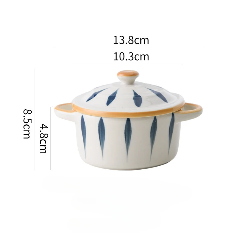 Multifunctional Kitchen Ceramic Bowl with Lid Exquisite Double-eared Noodle Ramen Salad Steamed Bowls High Appearance Tableware