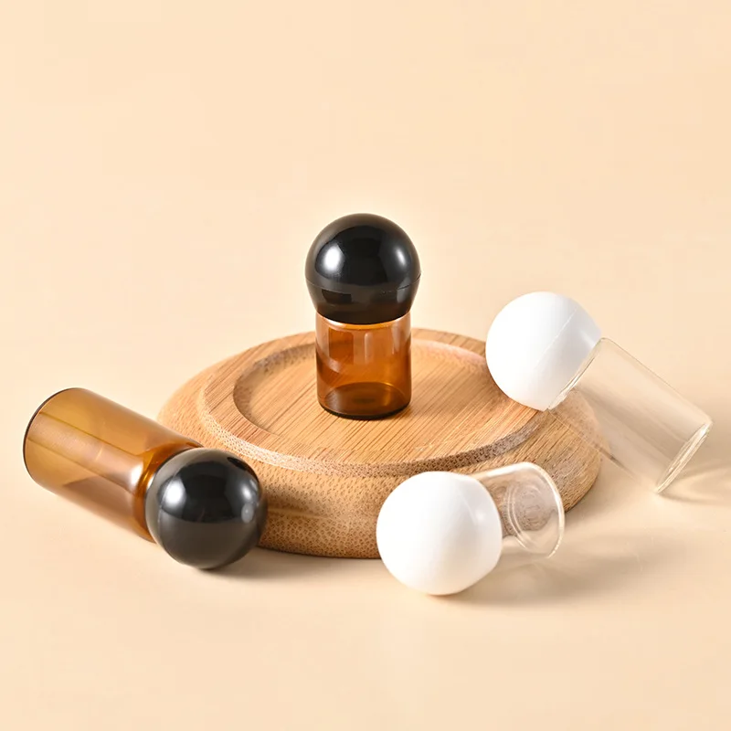 1ml 2ml 3ml 5ml Empty Essential Oil Bottle Spherical Cap Brown Test Sample Vial Cover Storage Bottle Display Glass Container