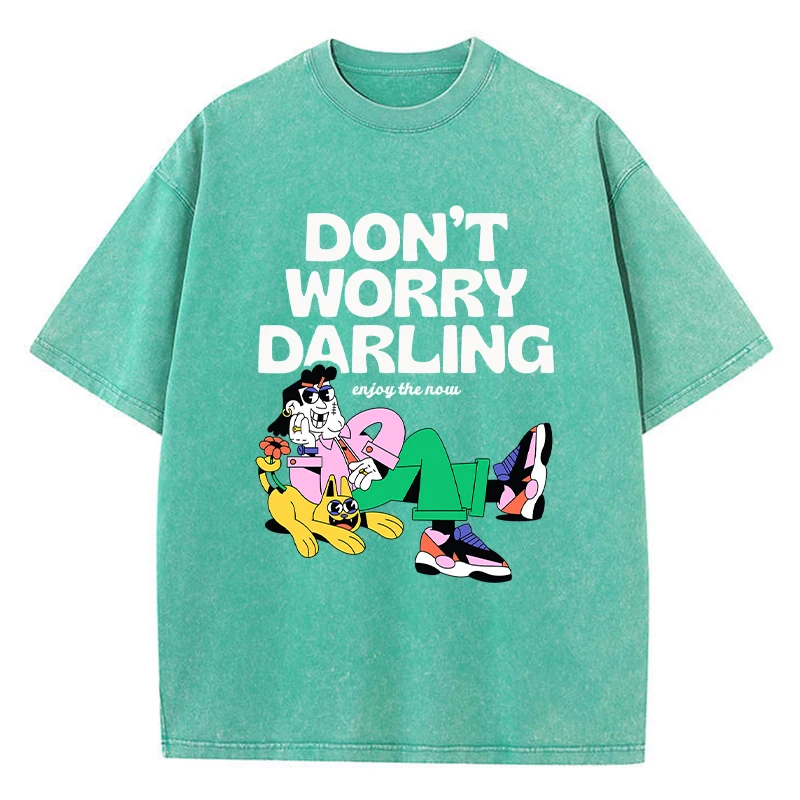 Don\'T Worry Darling Printing Women Wash Clothing Breathable Summer Cool T-Shirt Street Fashion Tops Harajuku O-Neck Short Sleeve