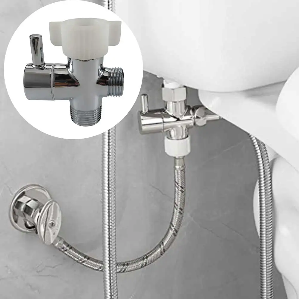 

Т-образный соединитель для унитаза, адаптер для биде, из цельной латуни, хромированная отделка, поворот на 90 градусов, адаптер для регулировки потока воды