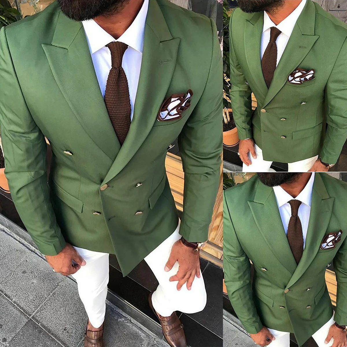 Simple Solid Color Men Coat For Wedding Double Breasted Peaked Lapel Tuxedos Overcoat Evening Party Custom Made Only Jacket