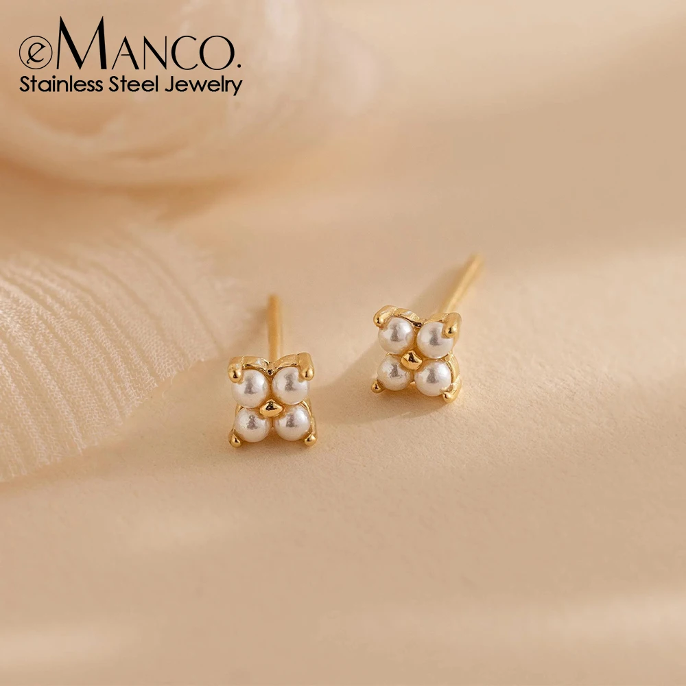 Brincos de Flor Mini Minimalistas Simples EManco para Mulheres, Hipoalergênicos, 6MM, Joias de Aço Inoxidável